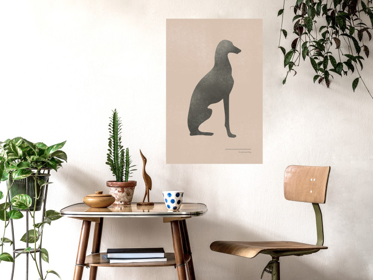 Wall Poster Serene Greyhound - black silhouette of a dog on a solid pastel background 135166 additionalImage 18