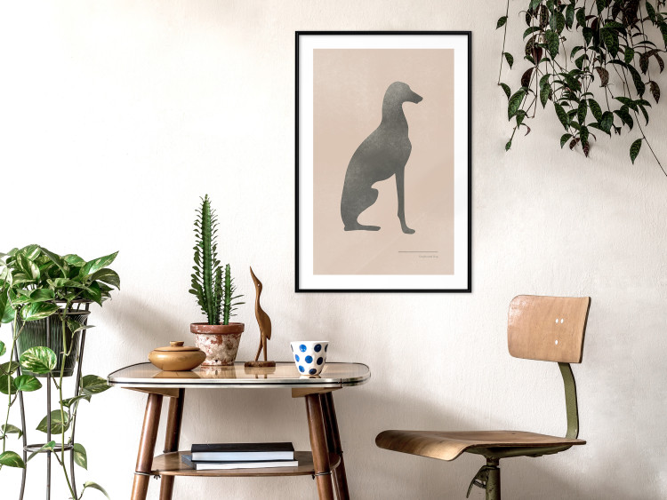 Wall Poster Serene Greyhound - black silhouette of a dog on a solid pastel background 135166 additionalImage 14