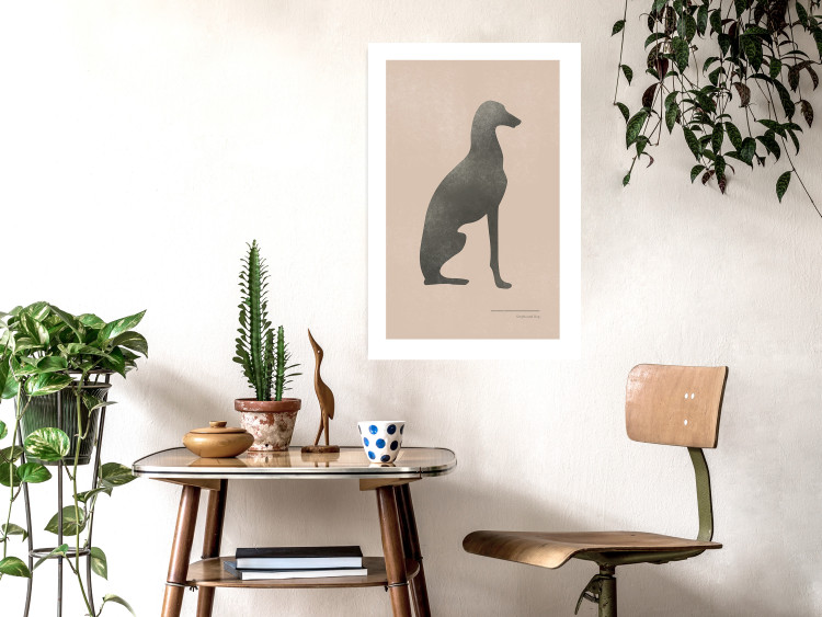Wall Poster Serene Greyhound - black silhouette of a dog on a solid pastel background 135166 additionalImage 13