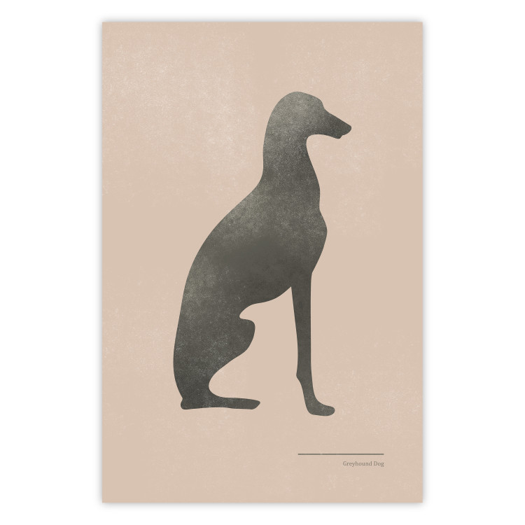 Wall Poster Serene Greyhound - black silhouette of a dog on a solid pastel background 135166
