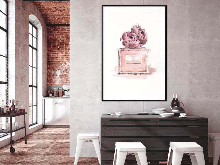 Poster Parisian Dream - pink perfume bottle and cap made of flowers 135766 additionalImage 12