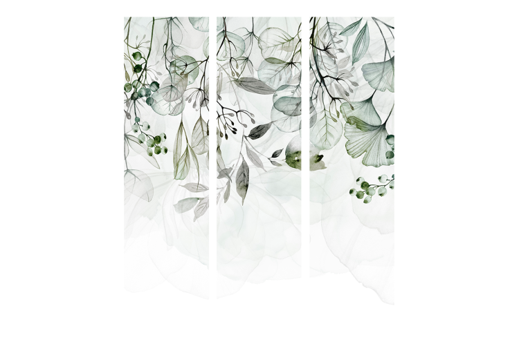 Room Separator Misty Nature - Green (3-piece) - Plant composition on white 136166 additionalImage 3