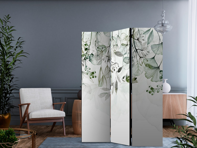 Room Separator Misty Nature - Green (3-piece) - Plant composition on white 136166 additionalImage 4