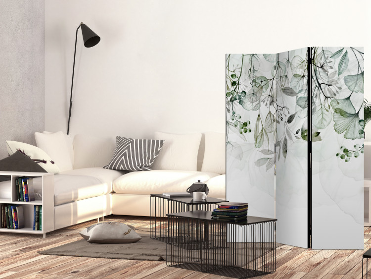 Room Separator Misty Nature - Green (3-piece) - Plant composition on white 136166 additionalImage 2