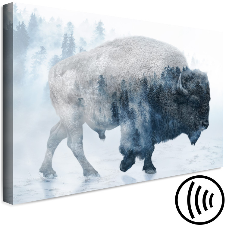Canvas Print Lonely Expedition (1-piece) Wide - animal in misty forest landscape 137166 additionalImage 6