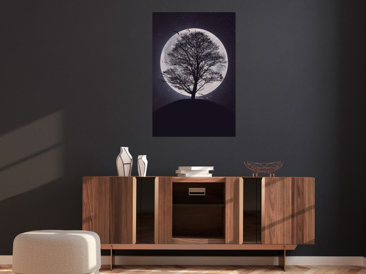Poster Lonely Tree - nighttime landscape of a tree against the bright moonlight 138066 additionalImage 22