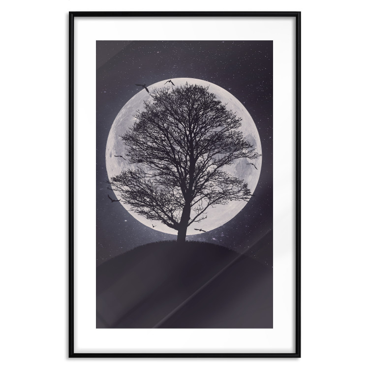 Poster Lonely Tree - nighttime landscape of a tree against the bright moonlight 138066 additionalImage 14