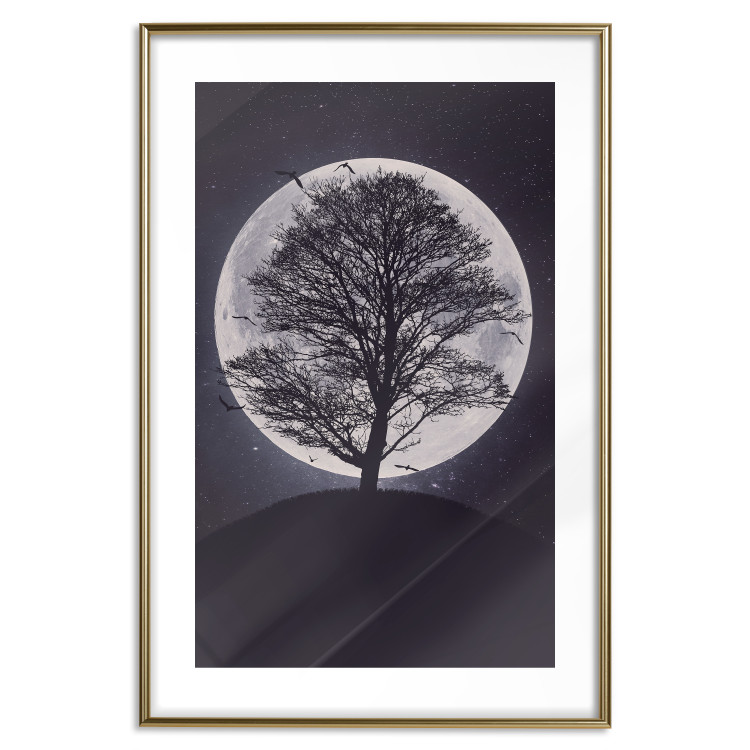 Poster Lonely Tree - nighttime landscape of a tree against the bright moonlight 138066 additionalImage 13