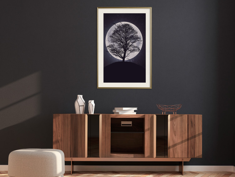 Poster Lonely Tree - nighttime landscape of a tree against the bright moonlight 138066 additionalImage 26