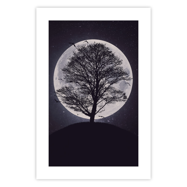 Poster Lonely Tree - nighttime landscape of a tree against the bright moonlight 138066 additionalImage 11