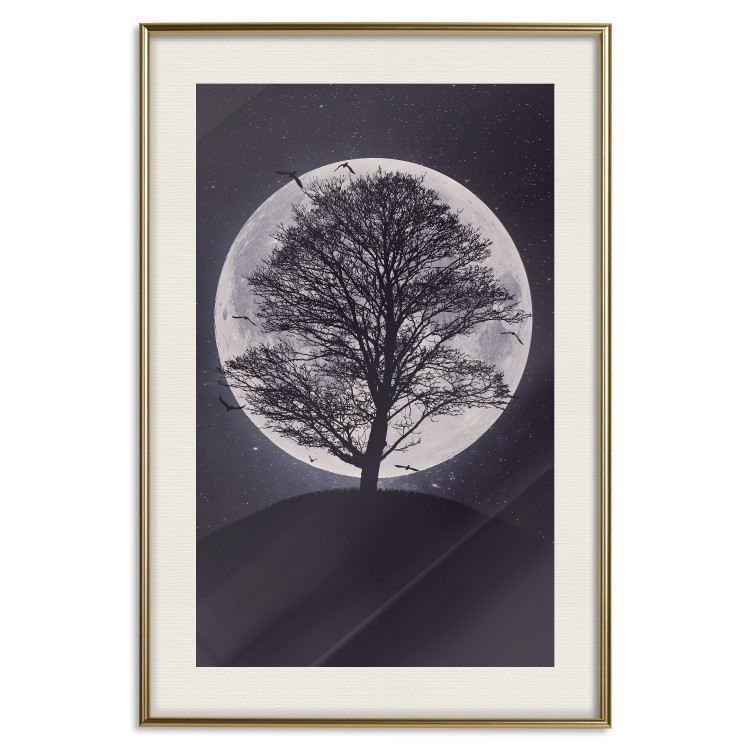 Poster Lonely Tree - nighttime landscape of a tree against the bright moonlight 138066 additionalImage 18