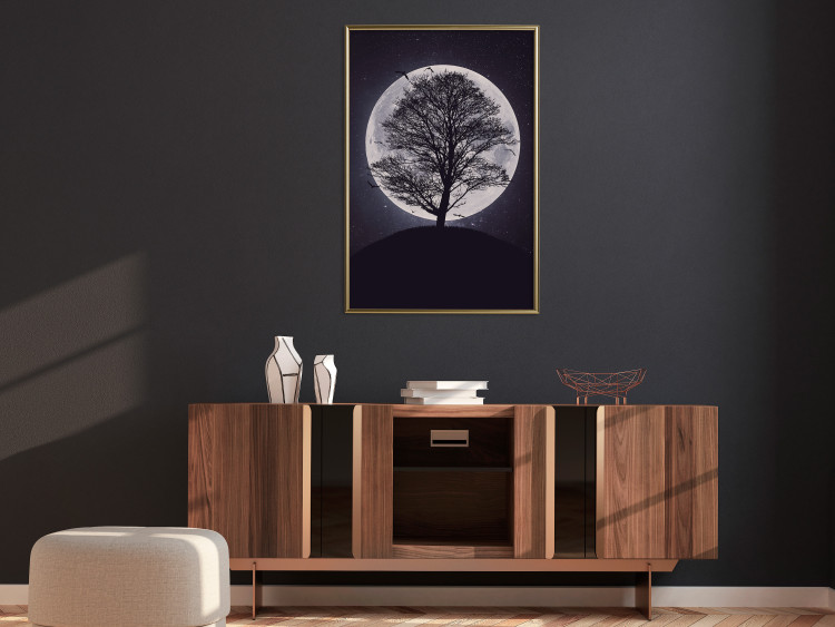 Poster Lonely Tree - nighttime landscape of a tree against the bright moonlight 138066 additionalImage 21