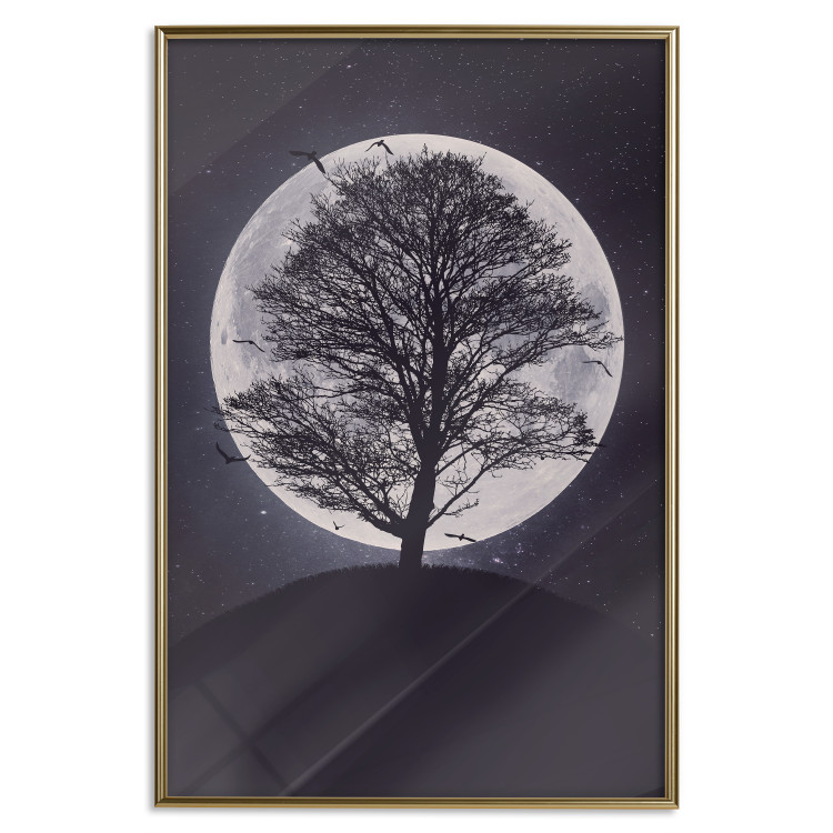 Poster Lonely Tree - nighttime landscape of a tree against the bright moonlight 138066 additionalImage 11
