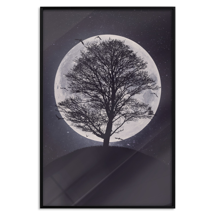 Poster Lonely Tree - nighttime landscape of a tree against the bright moonlight 138066 additionalImage 12