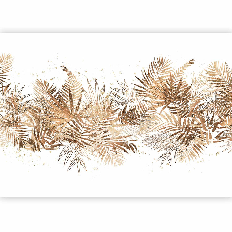 Photo Wallpaper Jungle and golden plume - tropical leaves motif on white background 143166 additionalImage 5