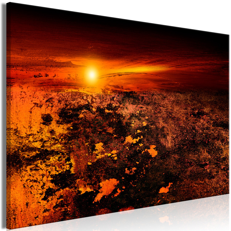 Canvas Art Print Landscape (1-piece) - view of the sunset and blood-red sky 143866 additionalImage 2