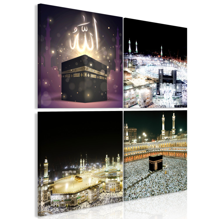 Canvas Art Print Journey to the Temple (4-piece) - view of the holy city of Muslims 145366 additionalImage 2