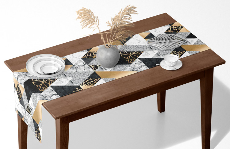 Table Runner Elegenat geometry - a minimalist design with imitation marble and gold 147166 additionalImage 4