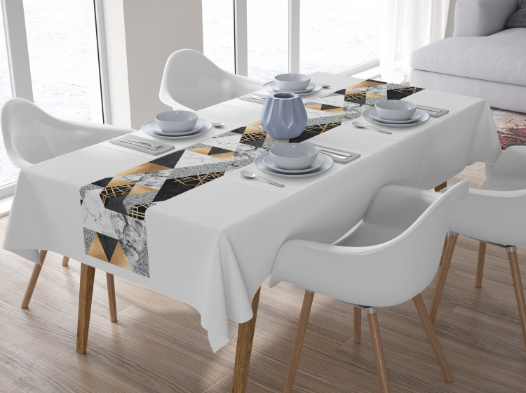 Table Runner Elegenat geometry - a minimalist design with imitation marble and gold 147166 additionalImage 2
