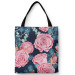 Shopping Bag The essence of delicacy - pink flowers and leaves on a dark background 147466