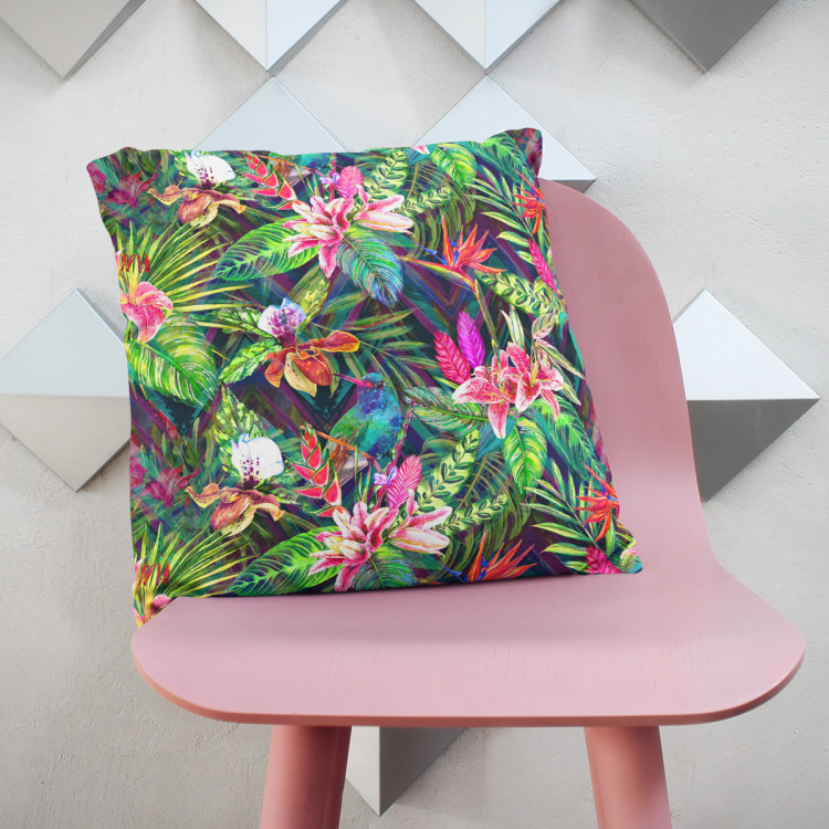 Decorative Microfiber Pillow Psychedelic flowers - floral motif in intensive colours cushions 147666 additionalImage 2