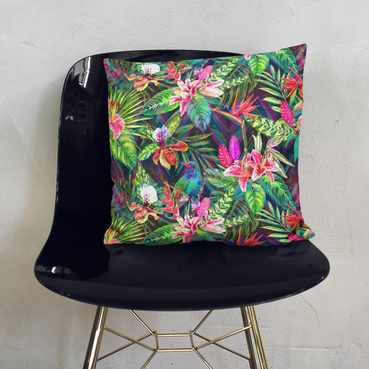 Decorative Microfiber Pillow Psychedelic flowers - floral motif in intensive colours cushions 147666 additionalImage 3