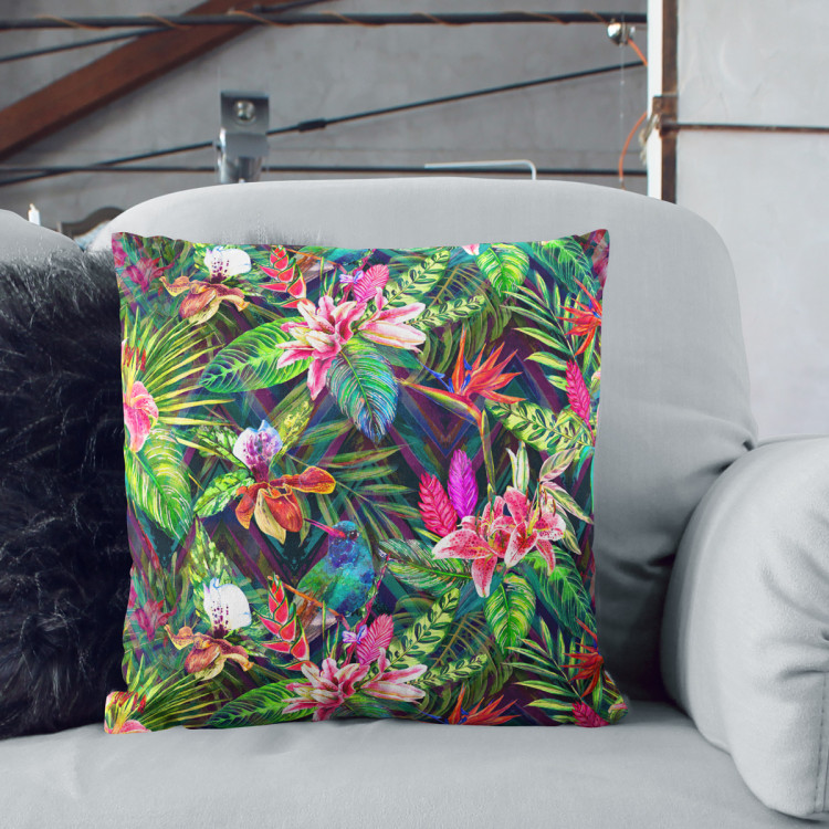 Decorative Microfiber Pillow Psychedelic flowers - floral motif in intensive colours cushions 147666 additionalImage 6