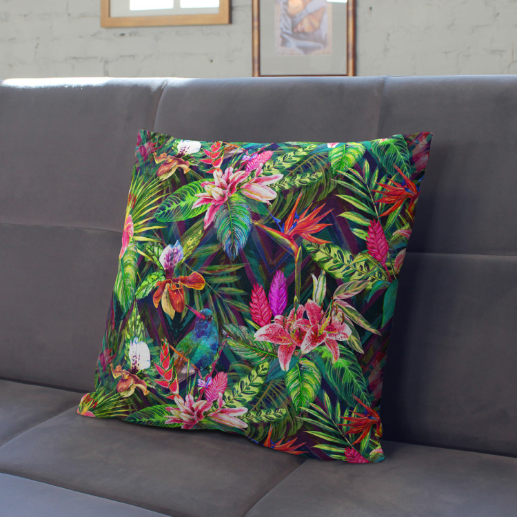 Decorative Microfiber Pillow Psychedelic flowers - floral motif in intensive colours cushions 147666 additionalImage 4