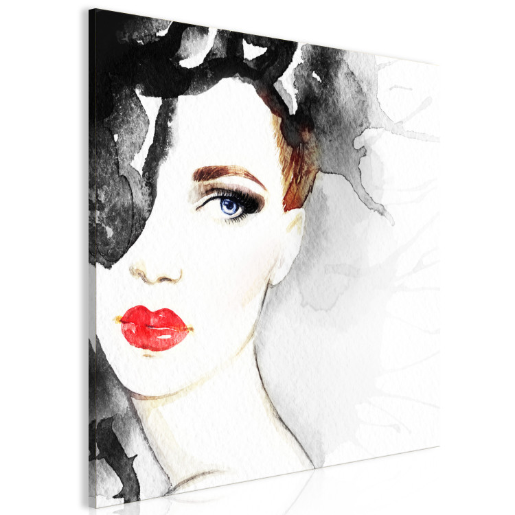 Canvas Print Watercolor Portrait - Image of a Woman Painted by Hand 149866 additionalImage 2