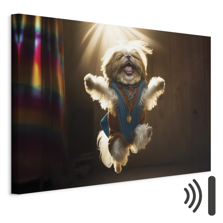 Canvas Print AI Shih Tzu Dog - Jumping Animal Against the Rays of the Sun - Horizontal 150166 additionalImage 8