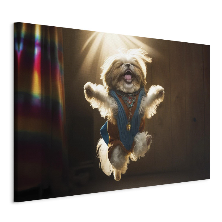 Canvas Print AI Shih Tzu Dog - Jumping Animal Against the Rays of the Sun - Horizontal 150166 additionalImage 2