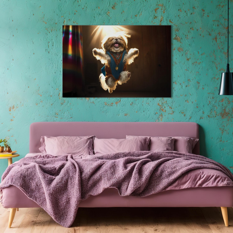 Canvas Print AI Shih Tzu Dog - Jumping Animal Against the Rays of the Sun - Horizontal 150166 additionalImage 9