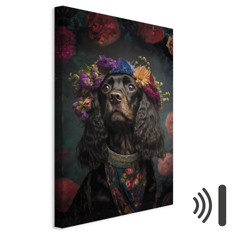 Canvas Art Print AI Dog Cocker Spaniel - Frida Kahlo Style Animal Fantasy Portrait - Vertical 150266 additionalImage 8