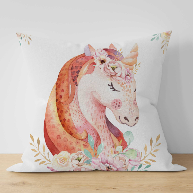 Decorative Microfiber Pillow Portrait of a Unicorn - A Charming Animal Painted in Watercolors 151366 additionalImage 5