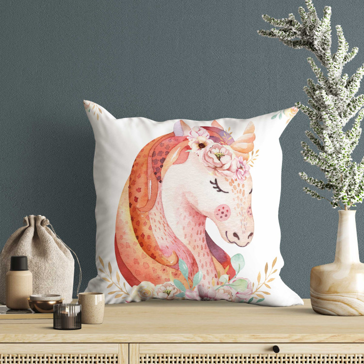Decorative Microfiber Pillow Portrait of a Unicorn - A Charming Animal Painted in Watercolors 151366 additionalImage 2