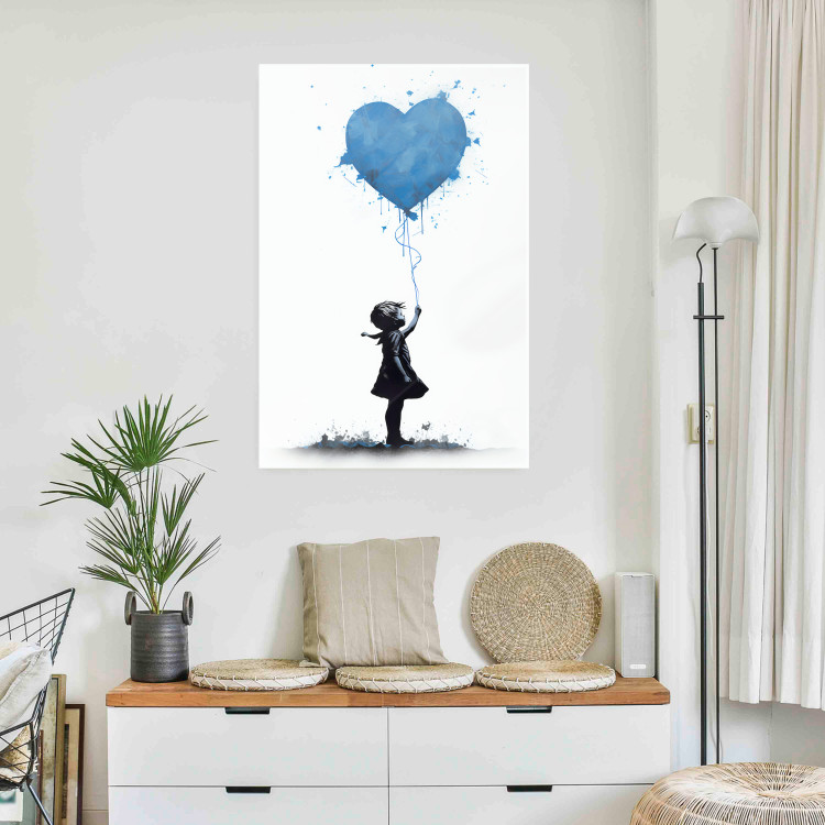 Wall Poster Blue Heart - Banksy-Inspired Balloon Mural 151766 additionalImage 15