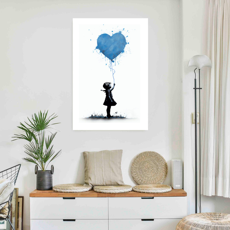 Wall Poster Blue Heart - Banksy-Inspired Balloon Mural 151766 additionalImage 7
