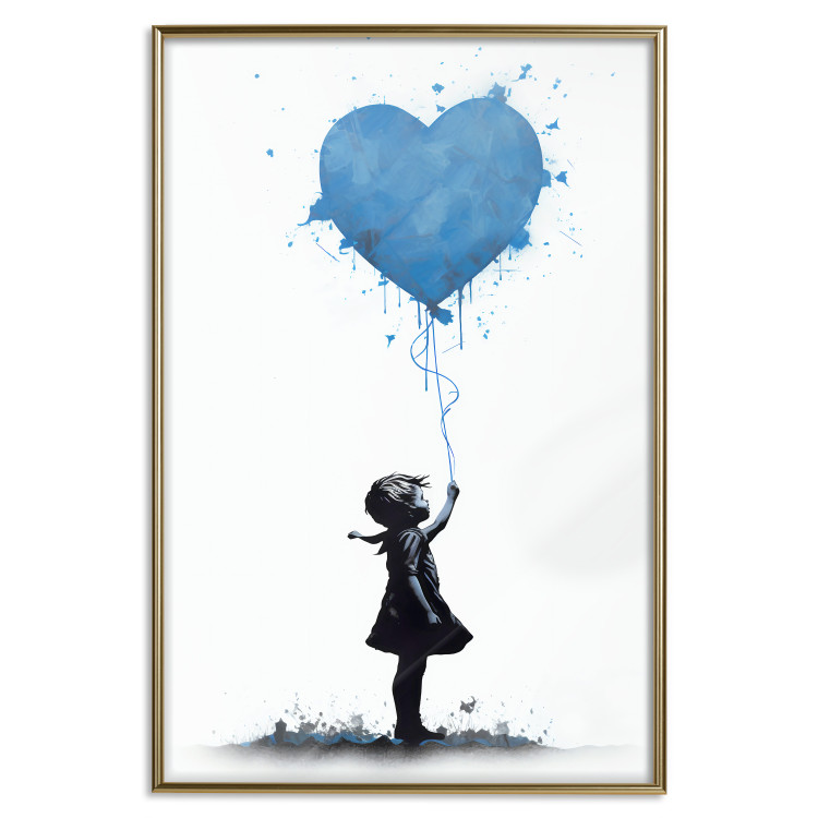 Wall Poster Blue Heart - Banksy-Inspired Balloon Mural 151766 additionalImage 26