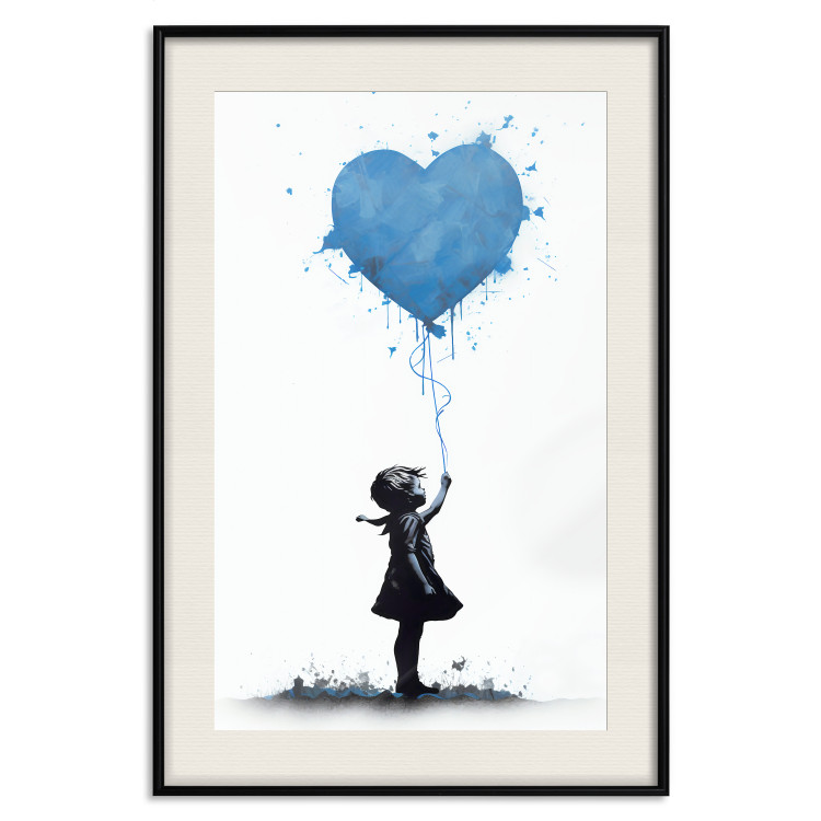 Wall Poster Blue Heart - Banksy-Inspired Balloon Mural 151766 additionalImage 25