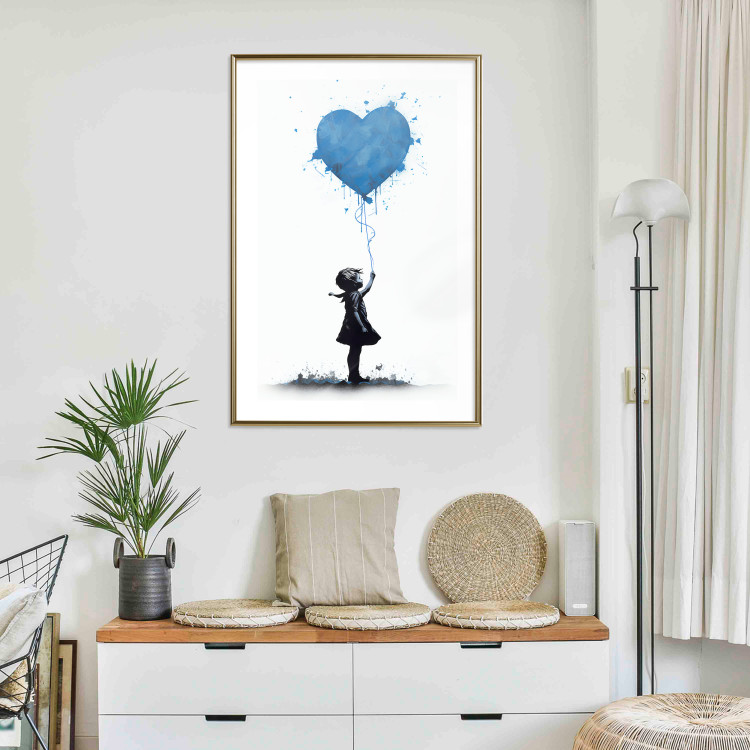 Wall Poster Blue Heart - Banksy-Inspired Balloon Mural 151766 additionalImage 13