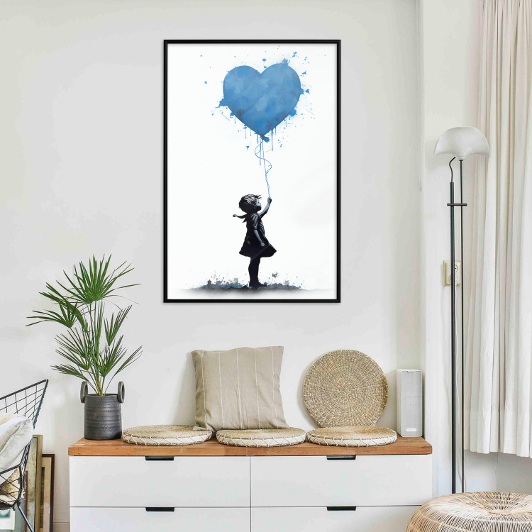 Wall Poster Blue Heart - Banksy-Inspired Balloon Mural 151766 additionalImage 6