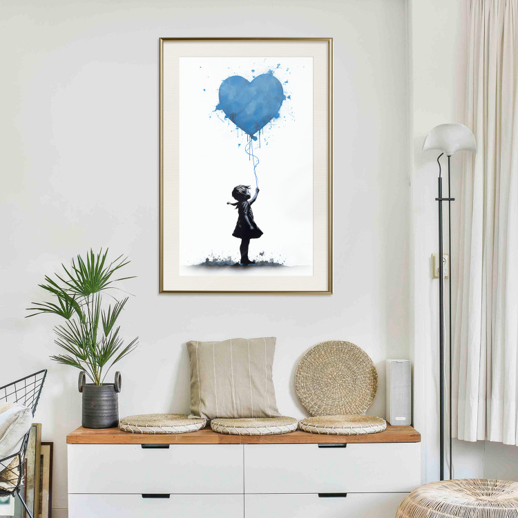 Wall Poster Blue Heart - Banksy-Inspired Balloon Mural 151766 additionalImage 18