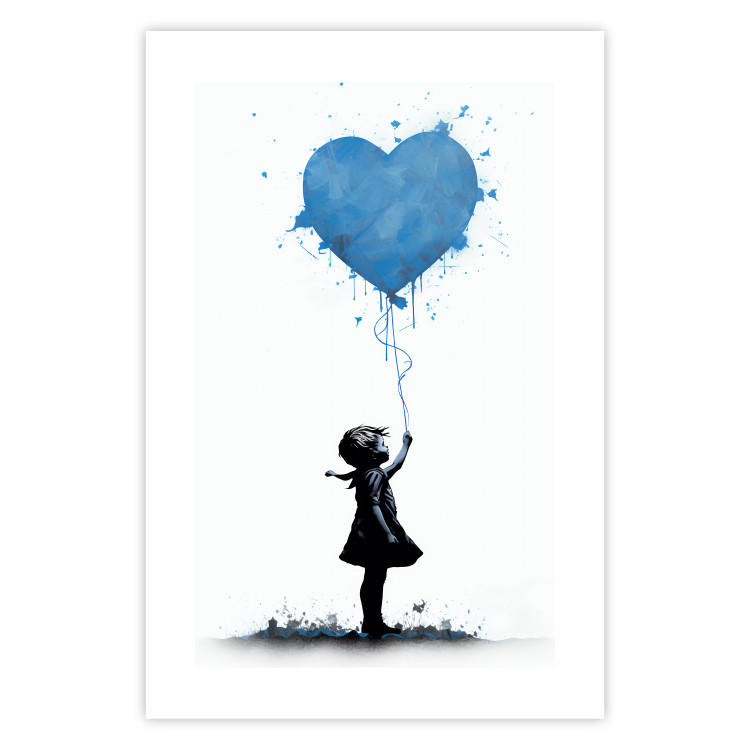 Wall Poster Blue Heart - Banksy-Inspired Balloon Mural 151766 additionalImage 17