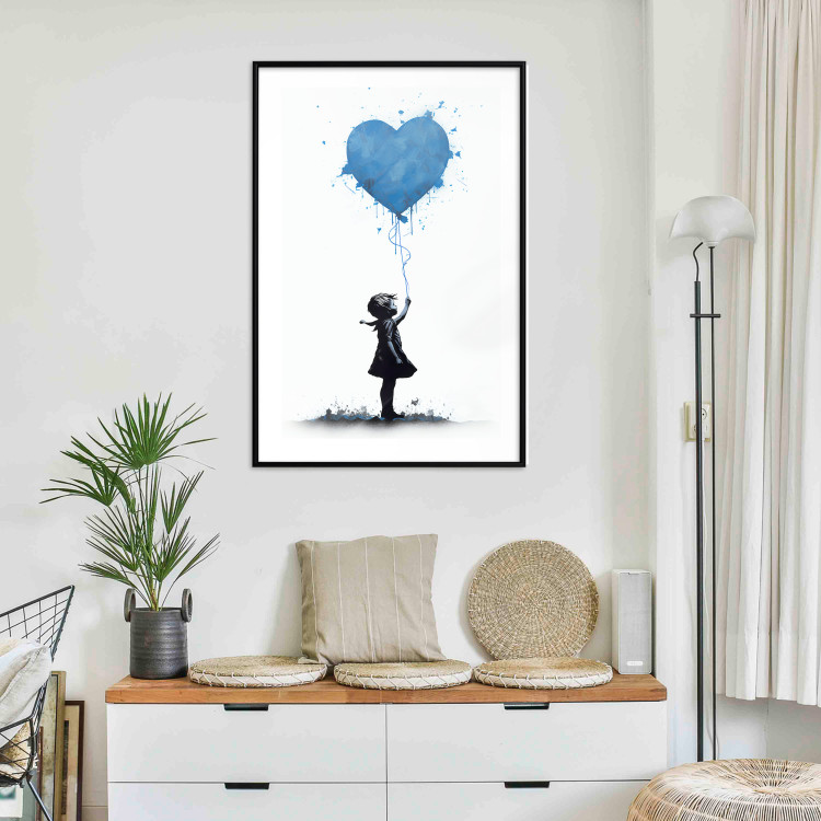 Wall Poster Blue Heart - Banksy-Inspired Balloon Mural 151766 additionalImage 14