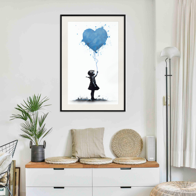 Wall Poster Blue Heart - Banksy-Inspired Balloon Mural 151766 additionalImage 16