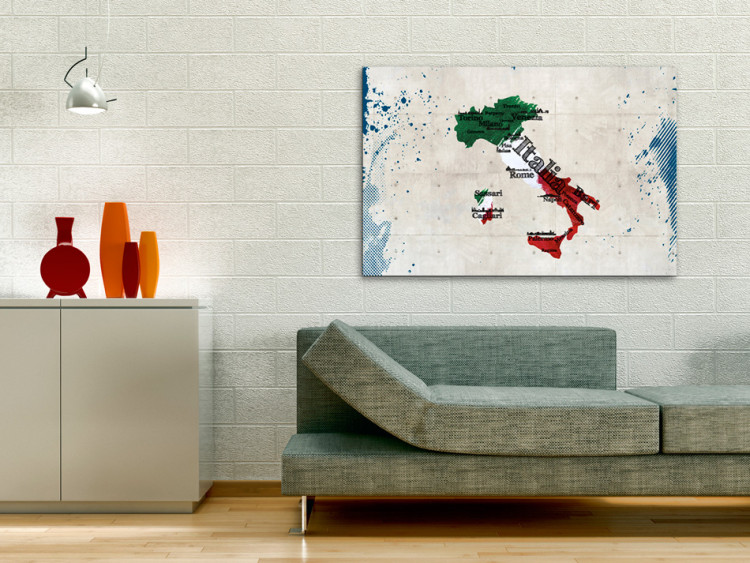 Canvas Art Print Italian map - graphics in national colors with cities marked 55266 additionalImage 3