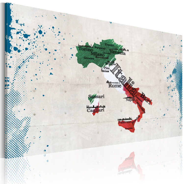 Canvas Art Print Italian map - graphics in national colors with cities marked 55266 additionalImage 2