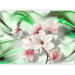 Wall Mural Magnolias on a branch - white flowers on a background of green patterns with sparkle 62466 additionalThumb 1