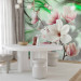 Wall Mural Magnolias on a branch - white flowers on a background of green patterns with sparkle 62466 additionalThumb 7