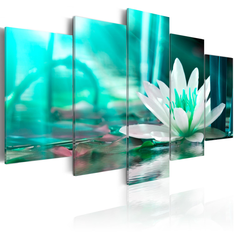 Canvas In the Turquoise Glow of the Sun (5-piece) - Composition with Lotus Flower 93066 additionalImage 2